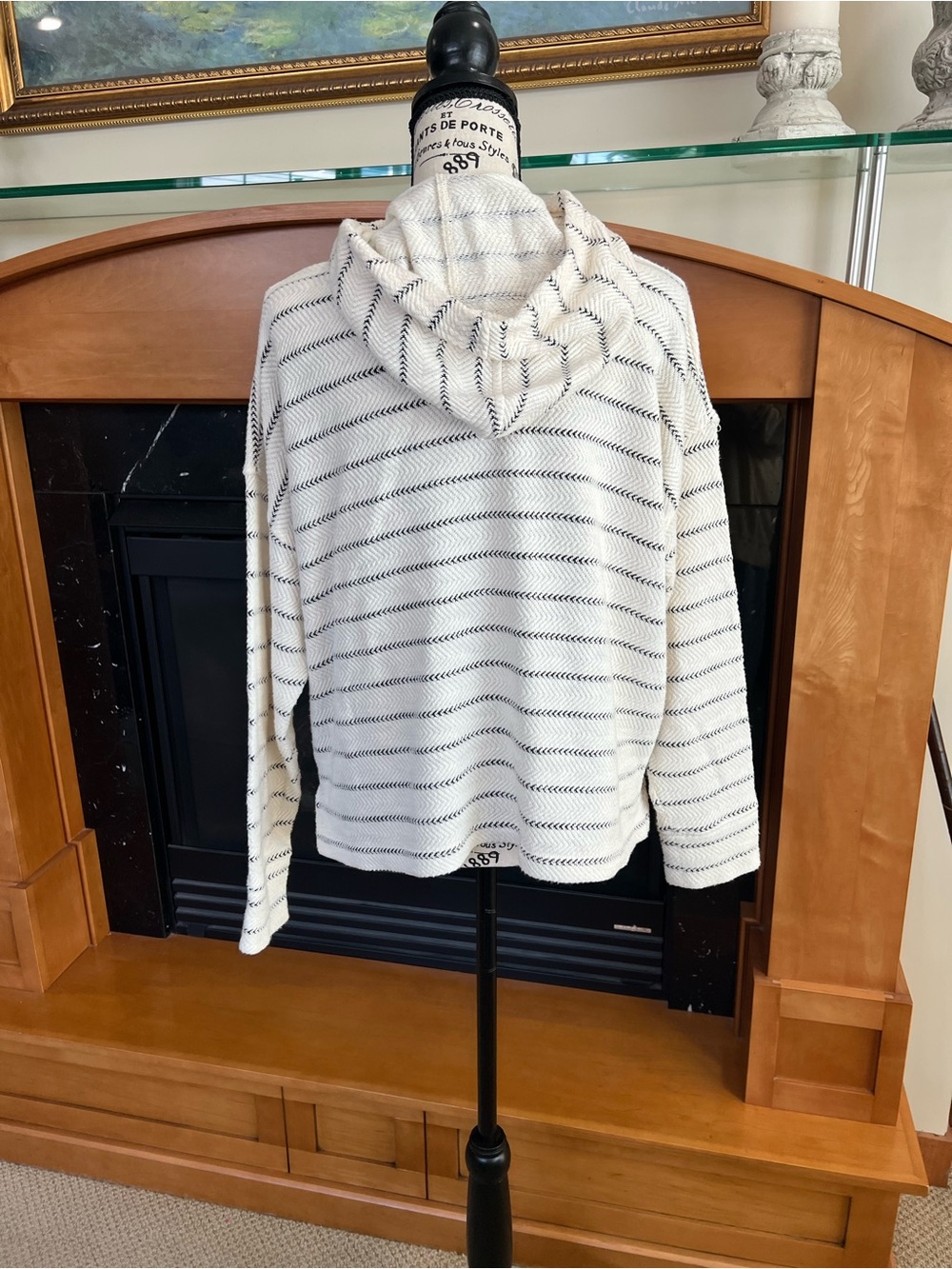 J. Crew Cream Striped Hoodie Pullover - Picture 3 of 7